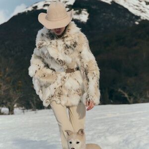 Anthropologie shaggy faux fur coat